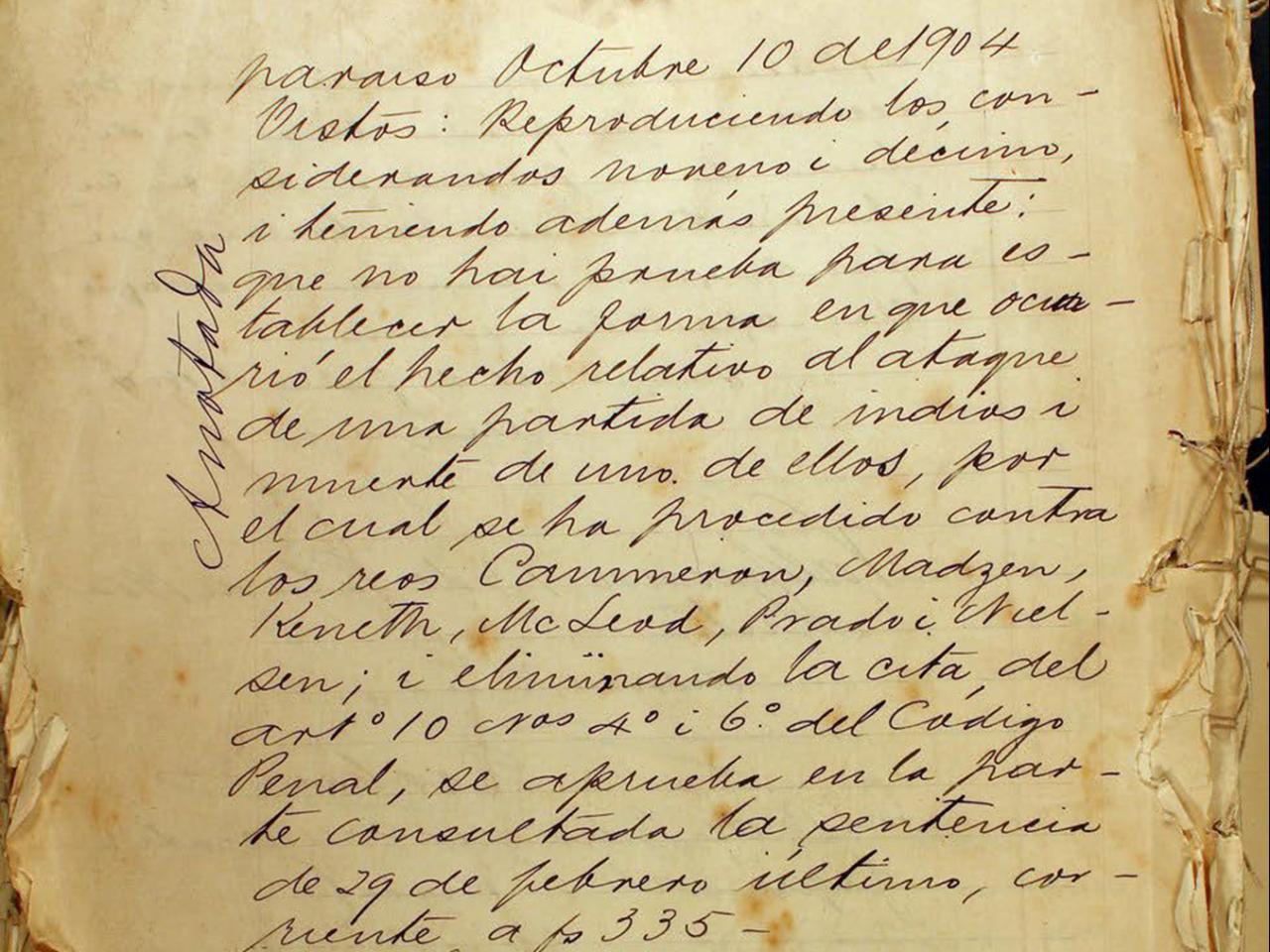 Se aprueba y ratifica la sentencia del juez letrado de Magallanes Waldo Seguel de 29 de febrero de 1904