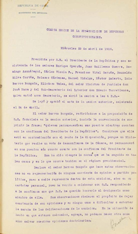 Subcomisión de Reforma. Sesión 4. Fondo Ministerio del Interior, volumen 6358.