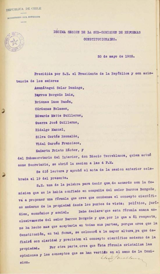 Subcomisión de Reforma. Sesión 10. Fondo Ministerio del Interior, volumen 6358.