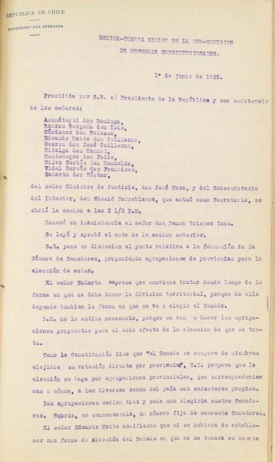 Subcomisión de Reforma. Sesión 14. Fondo Ministerio del Interior, volumen 6358.