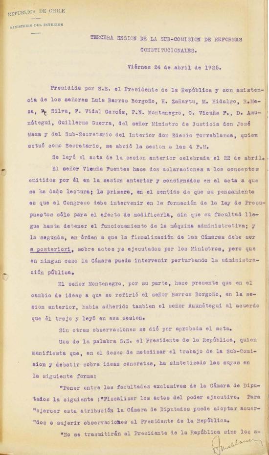 ubcomisión de Reforma. Sesión 3. Fondo Ministerio del Interior, volumen 6358.