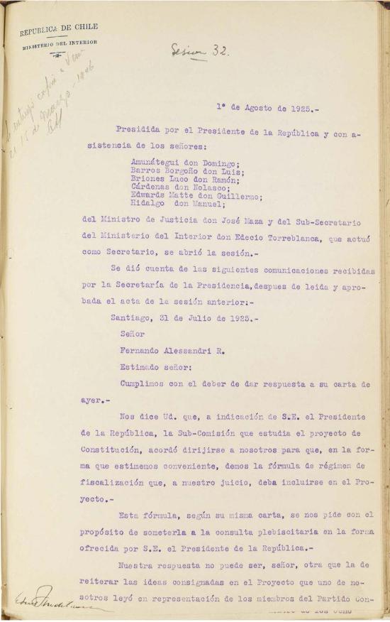 Subcomisión de Reforma. Sesión 33. Fondo Ministerio del Interior, volumen 6358.