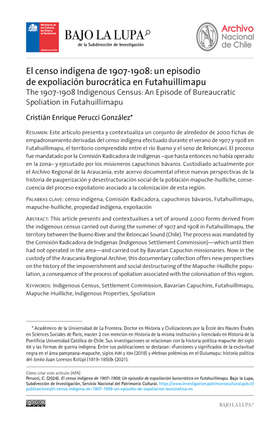 El censo indígena de 1907-1908: un episodio de expoliación burocrática en Futahuillimapu